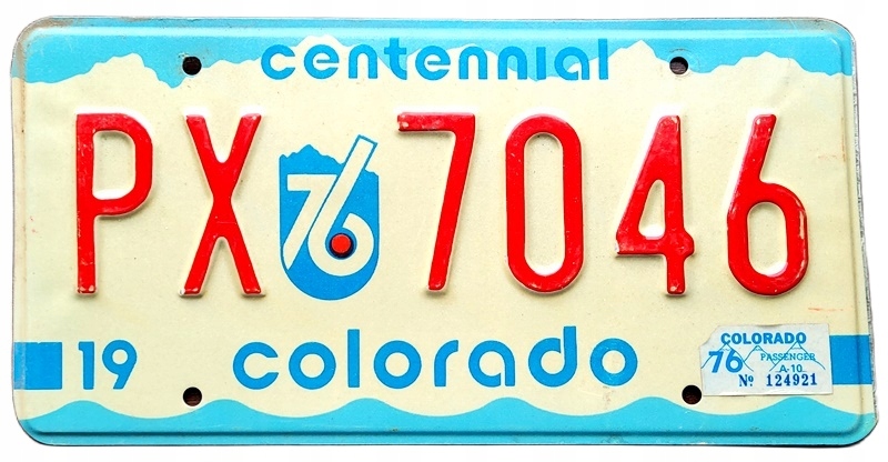 Colorado 1976 - tablica z USA dla kolekcjonera