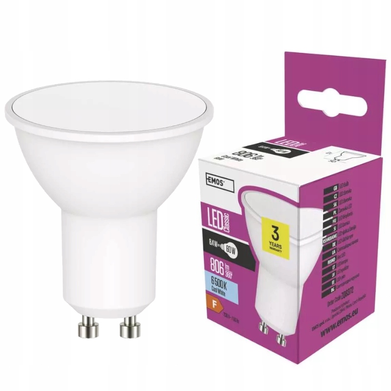

Żarówka Led 8,4W 60W GU10 zimna biel 6500K 8372