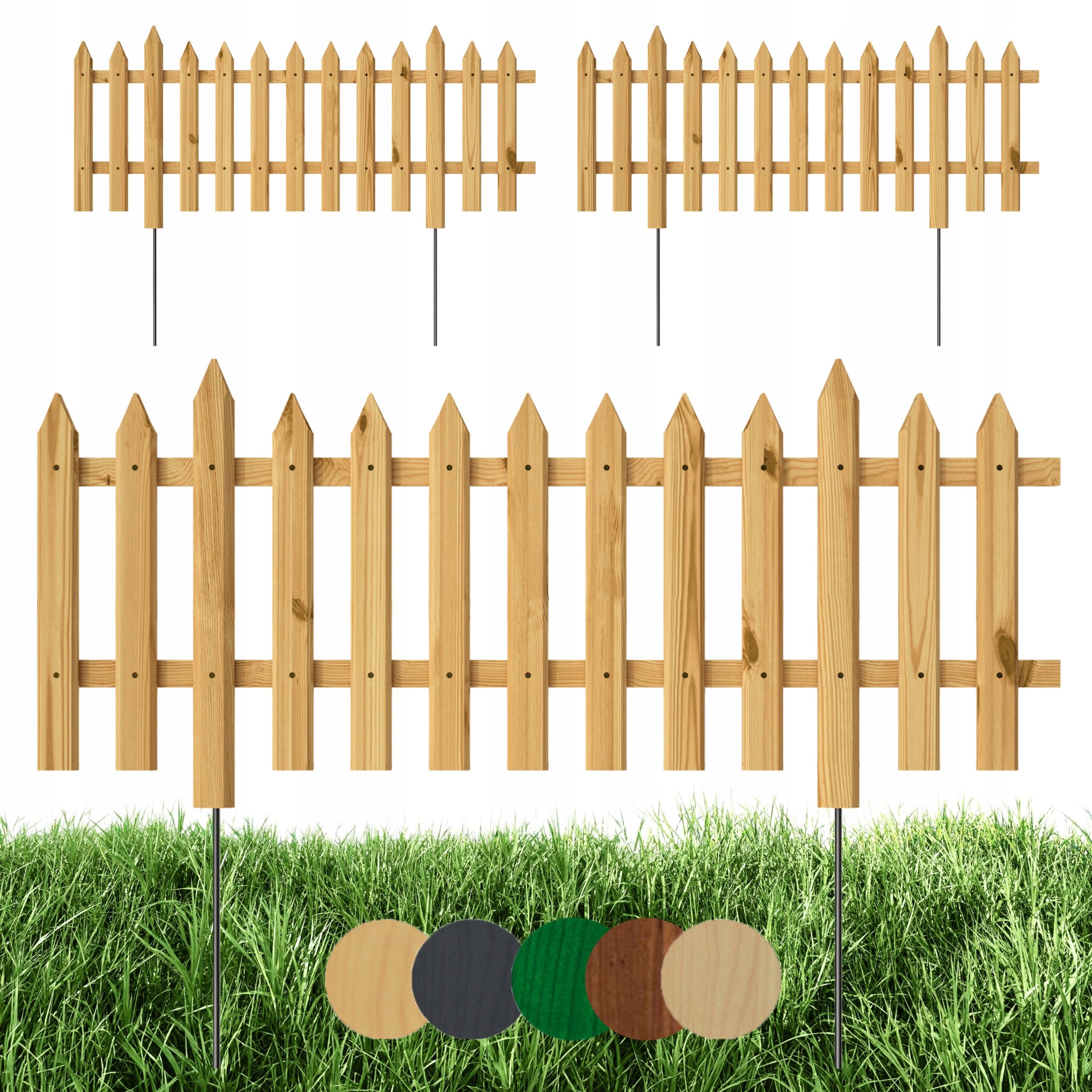 Dřevěný zahradní plot, záhonový, 100 x 40 cm, přírodní 3 ks