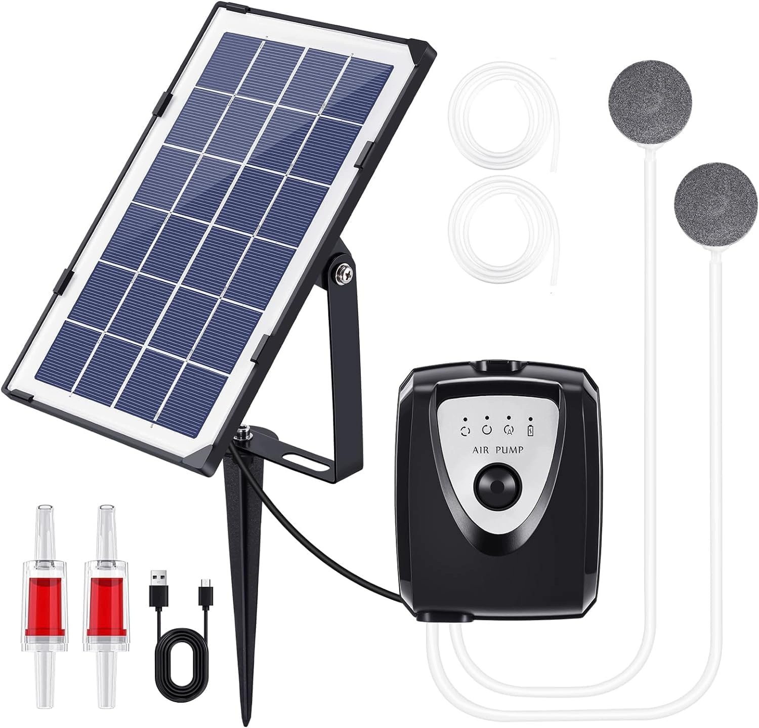 Solární Vzduchová Pumpa Do Akvária 3.5 W Baterie 4000 Mah Pro Nádrže