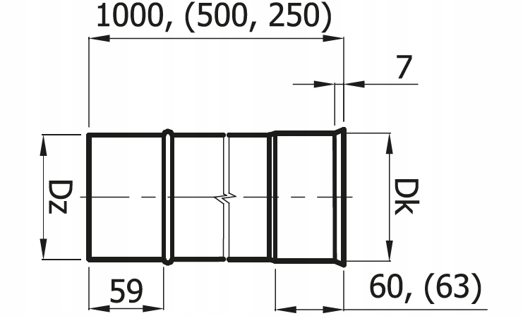 Rura prosta fi 200 ocynk 0,5 m Długość 0.5 m