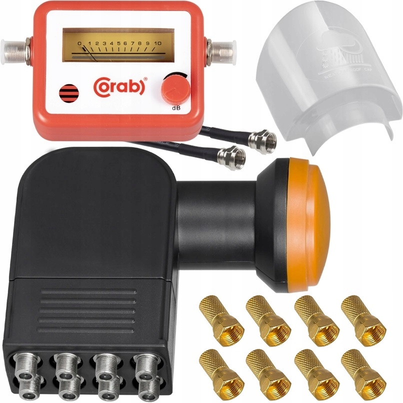 ZESTAW KONWERTER OCTO 4K MIERNIK SAT OSŁONA KABEL