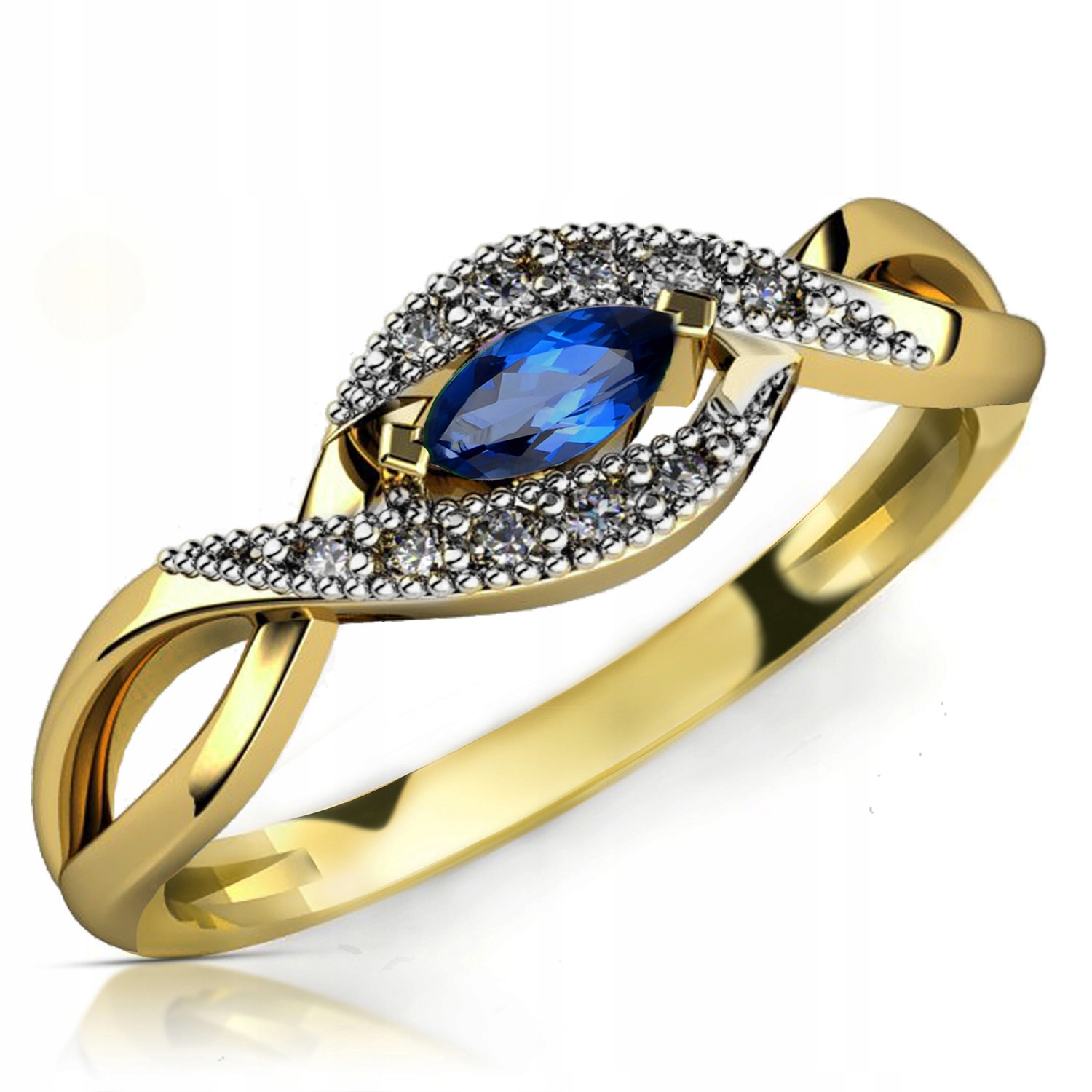 

Złoty Pierścionek Zaręczynowy 333 Szafir r11