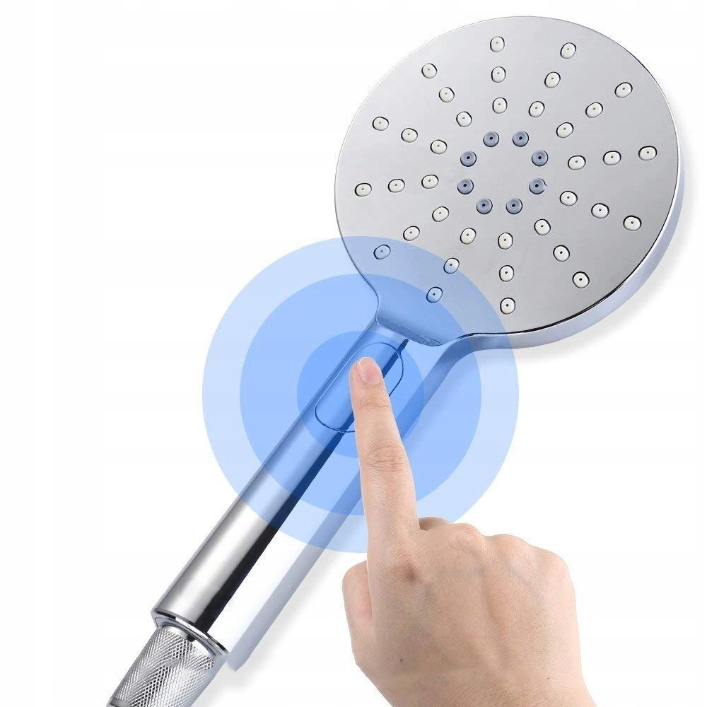 SŁUCHAWKA PRYSZNICOWA Okrągła OSZCZEDNA 3 funkcyjna Lustrzana Chrom EKO Kolor chrom