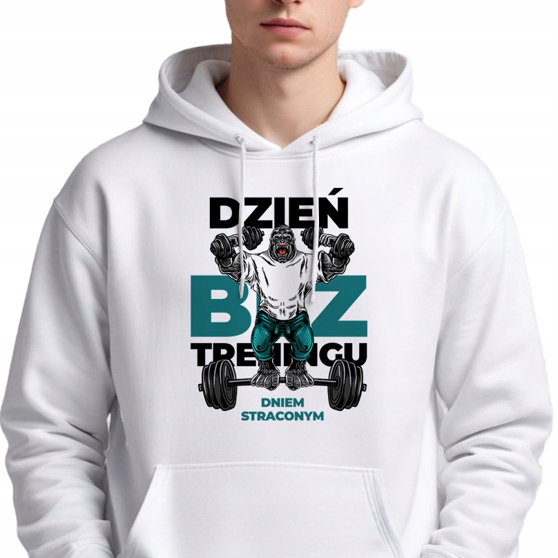Mikina S Kapucí Bílá Dárek pro fitness trenéra Den bez tréninku S