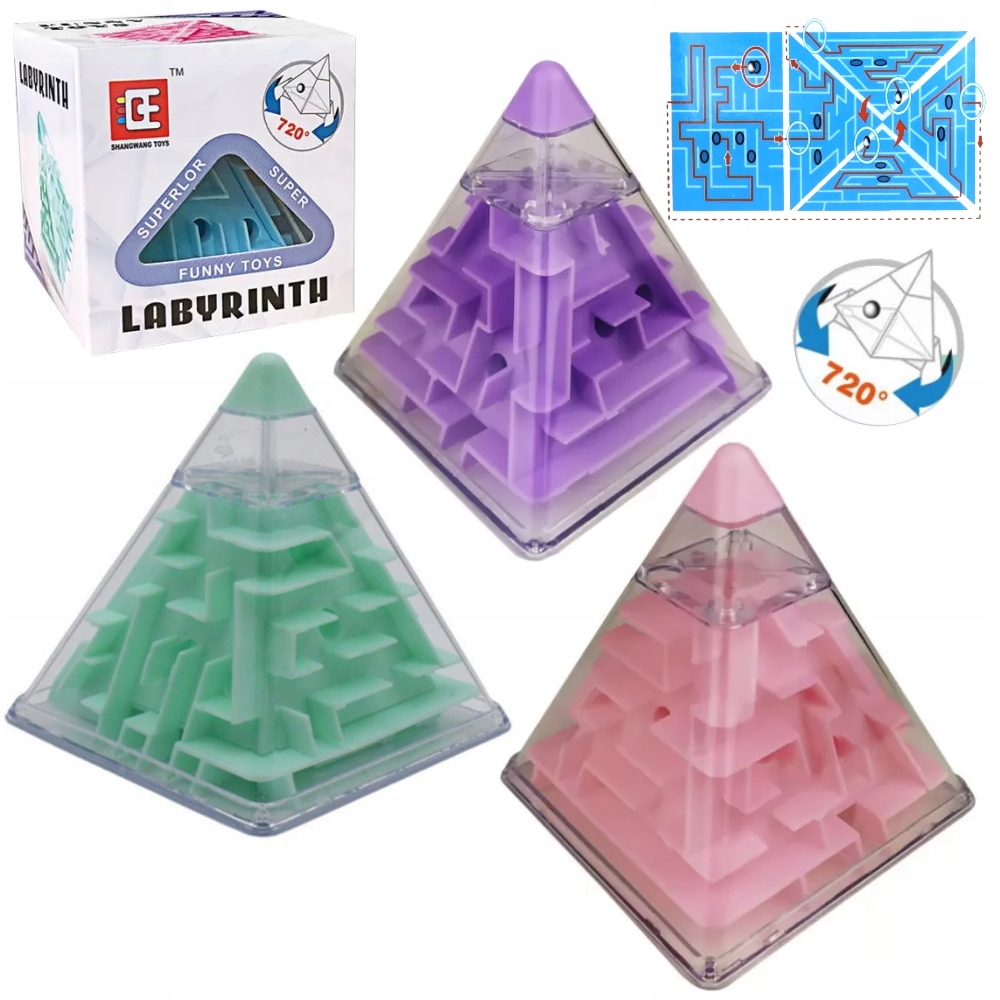 GRA ZRĘCZNOŚCIOWA LABIRYNT 3D PIRAMIDA LOGICZNA ŁAMIGŁÓWKA ...