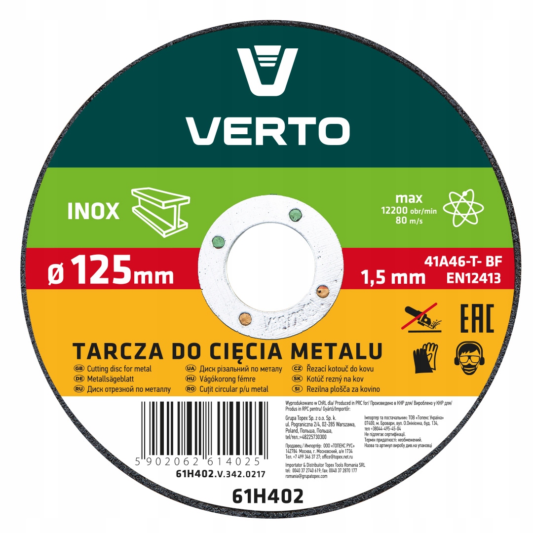

Tarcza Tnąca Do Metalu tarcze 125mm Inox Verto