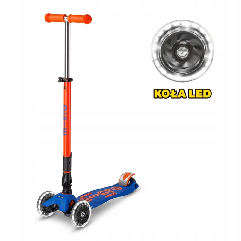 Hulajnoga Maxi Micro Deluxe Led Neon Blaze Orange Foldable Składana MMD227
