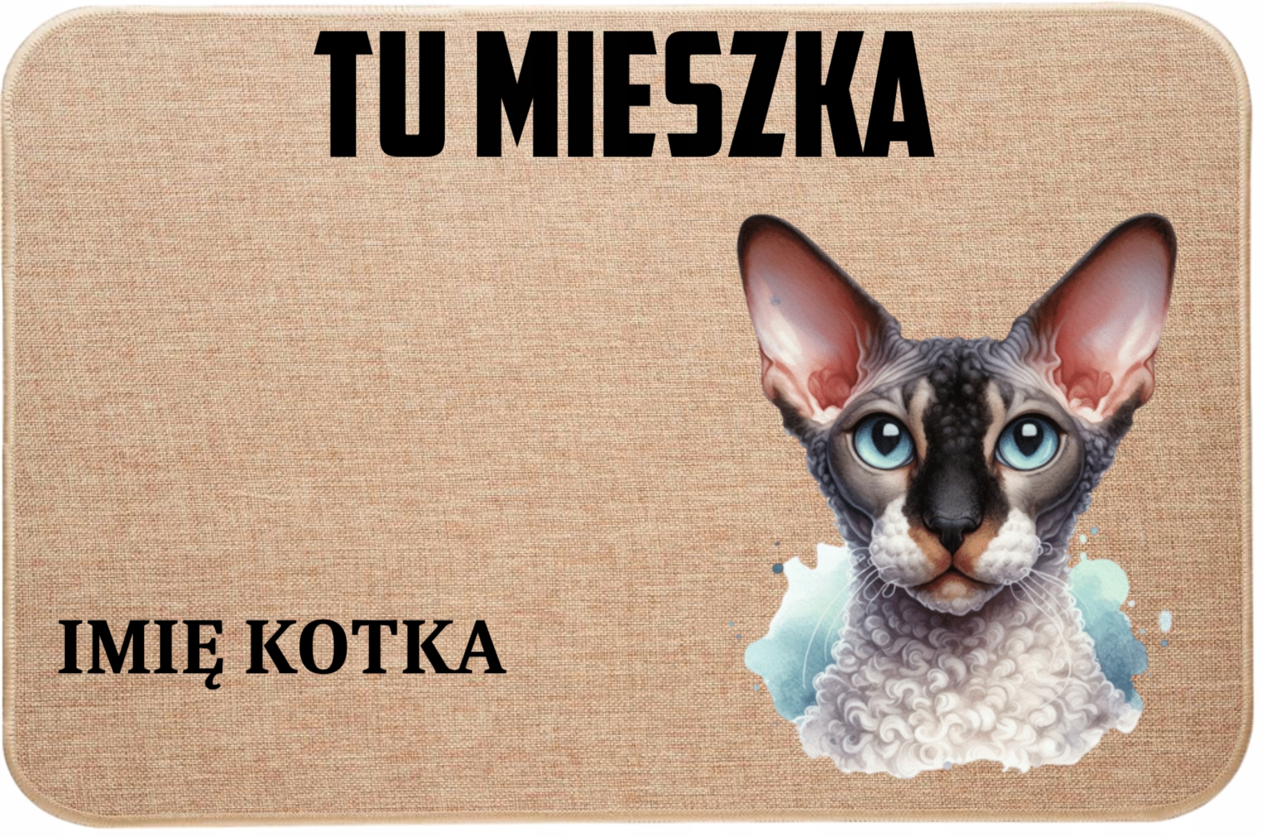 Ľanová Vstupná Rohožka S Mačkou Tu Žije Prémiové Meno Mačiatka