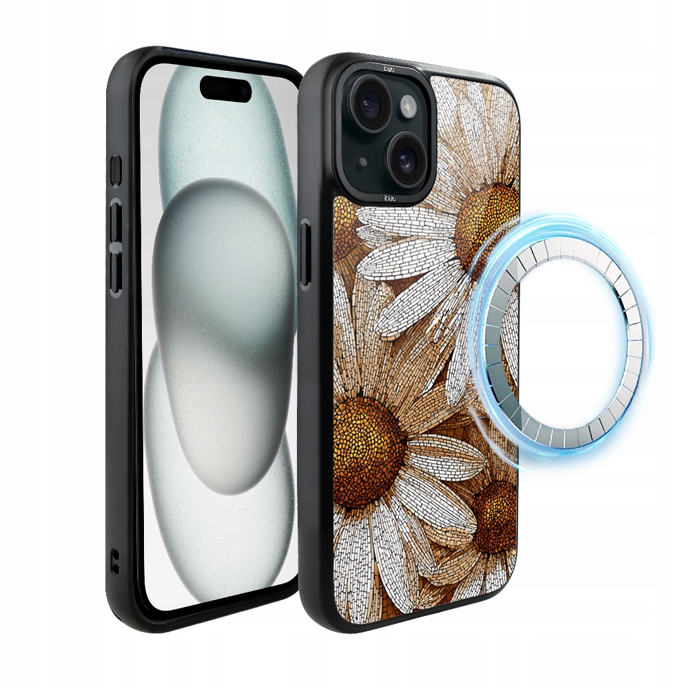 Pouzdro pro iPhone 15 Plus Ibizu DropGuard Matt s MagSafe, heřmánková mozaika