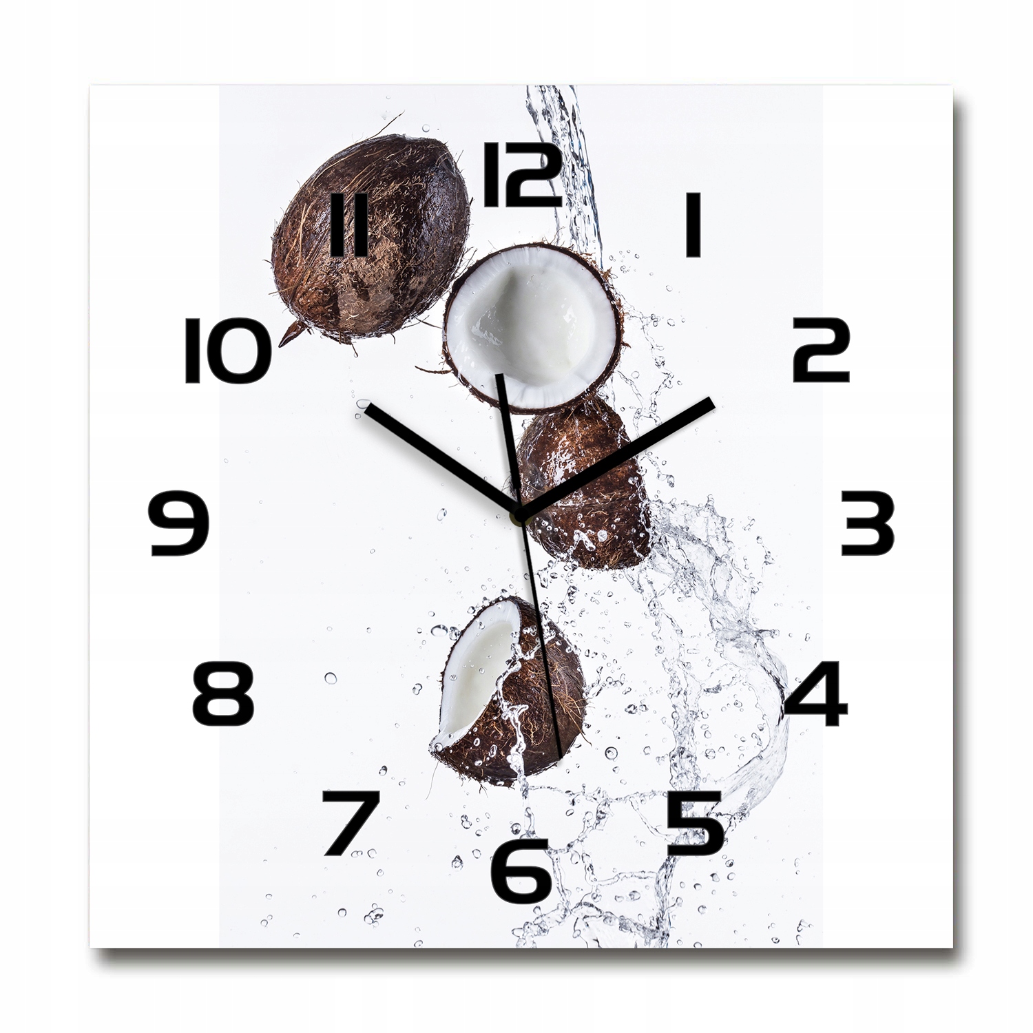 

Duży zegar ze szkła hartowanego Kokos z wodą 60x60