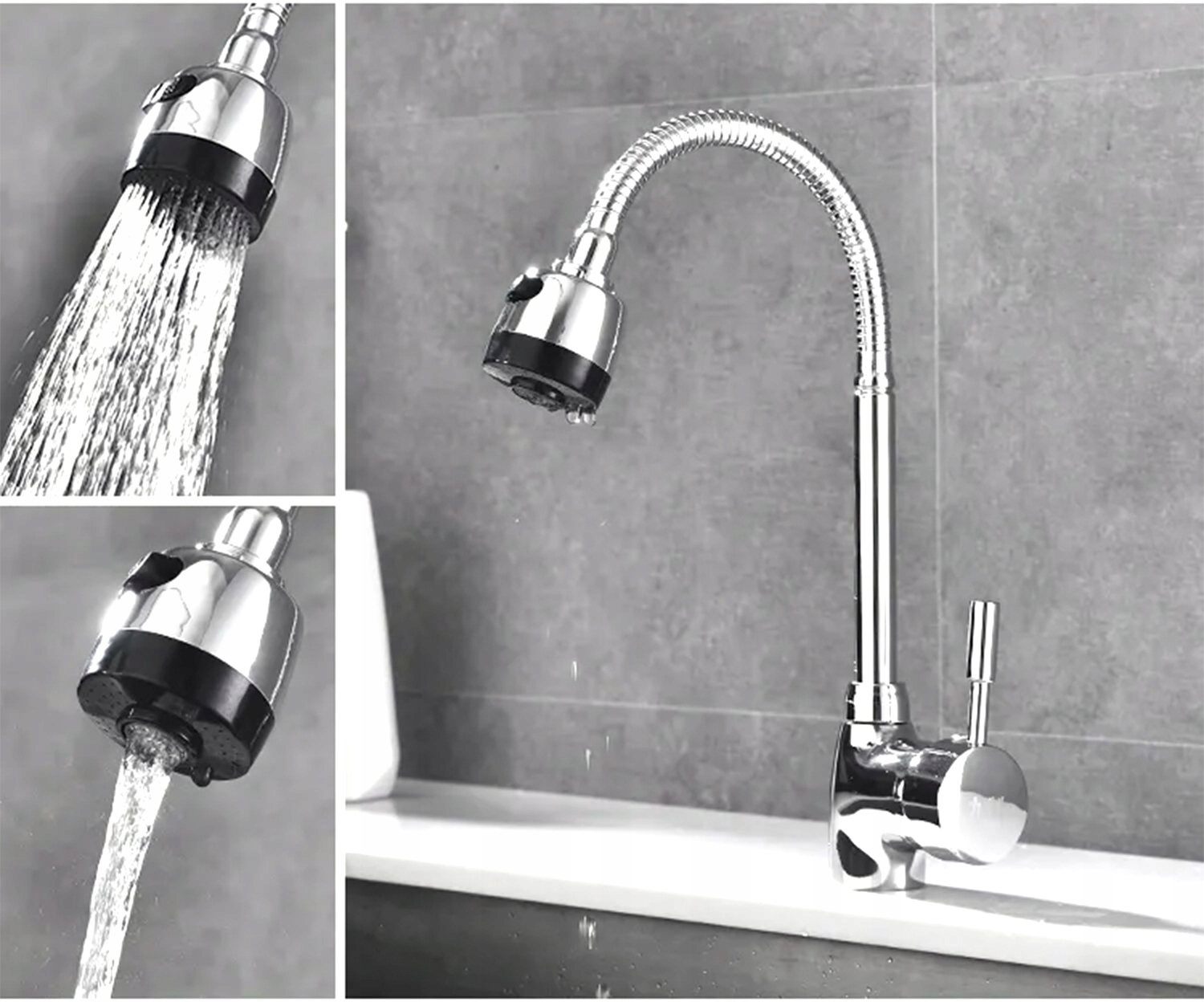 BATERIA UMYWALKOWA STOJĄCA ELASTYCZNA WYLEWKA FLEX 2 TRYBY KRAN CHROM Typ montażu stojąca