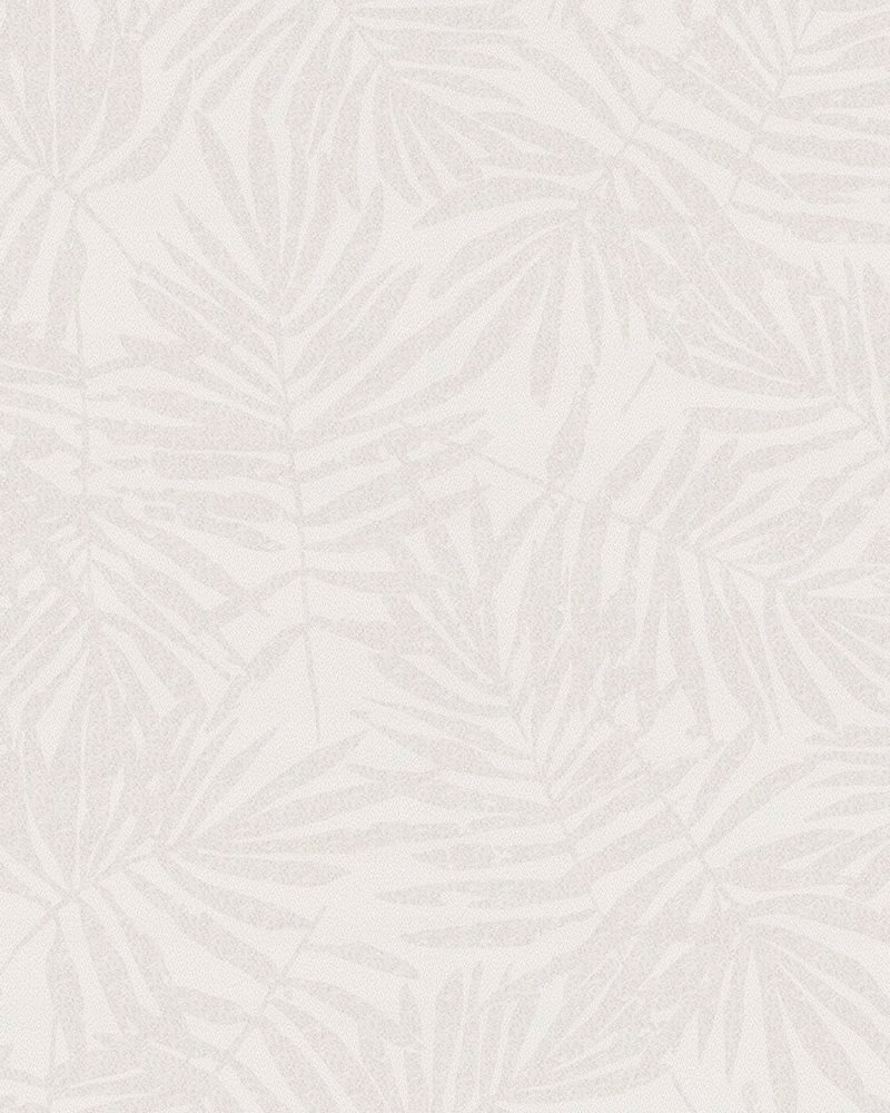 Světle béžová vinylová tapeta s rostlinným motivem, lesklé listy tapety