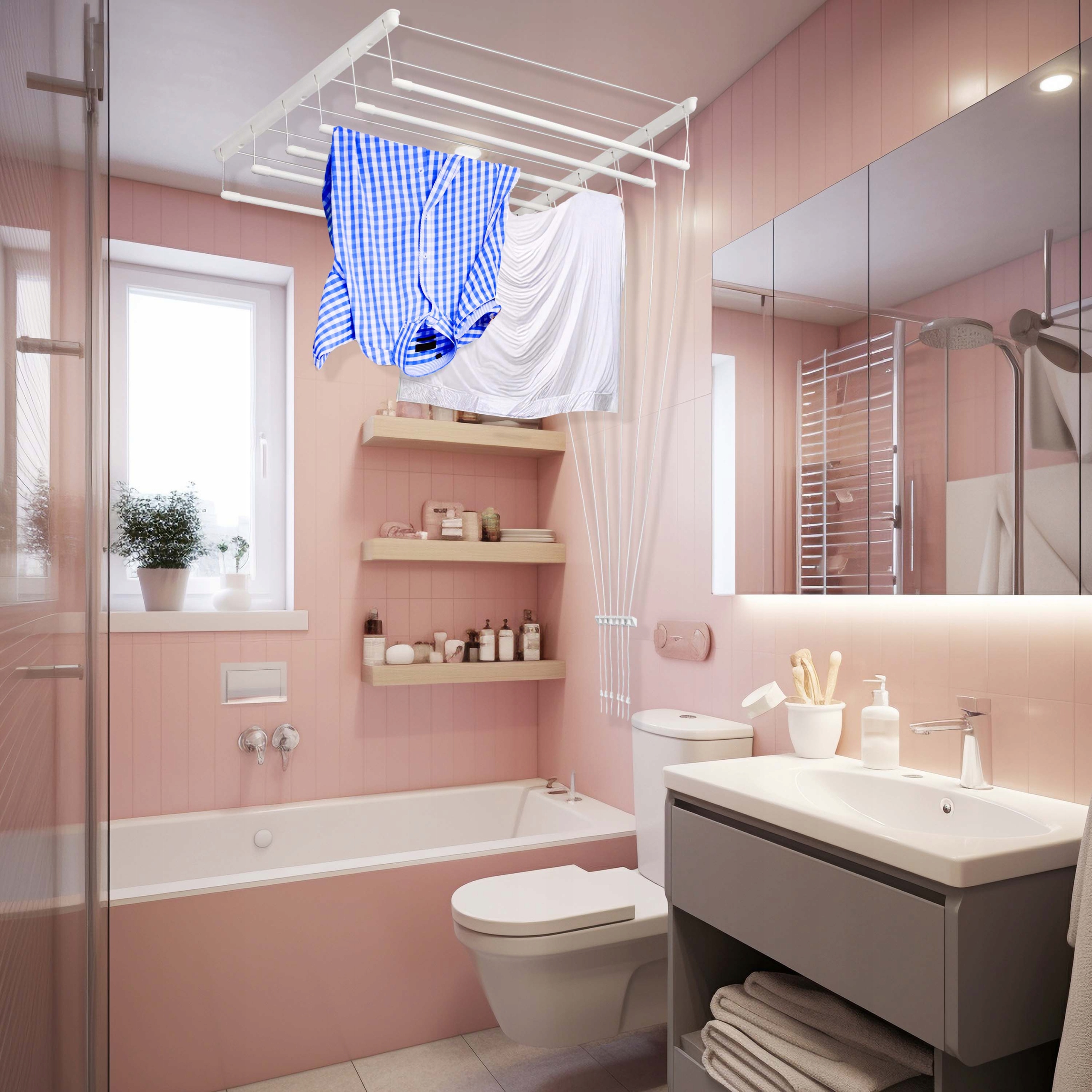 SUSZARKA TRWAŁA SUFITOWA NA PRANIE BIELIZNĘ 6 PRĘTÓW 100 CM STYLOWA MODNA Dopuszczalne obciążenie 12 kg