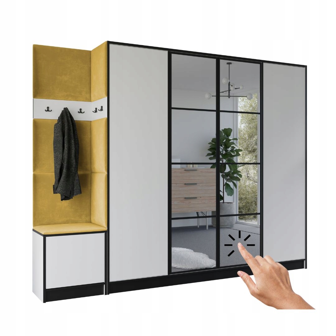 Šatní skříň Costa 15 bílá látka žlutá Vzor 1