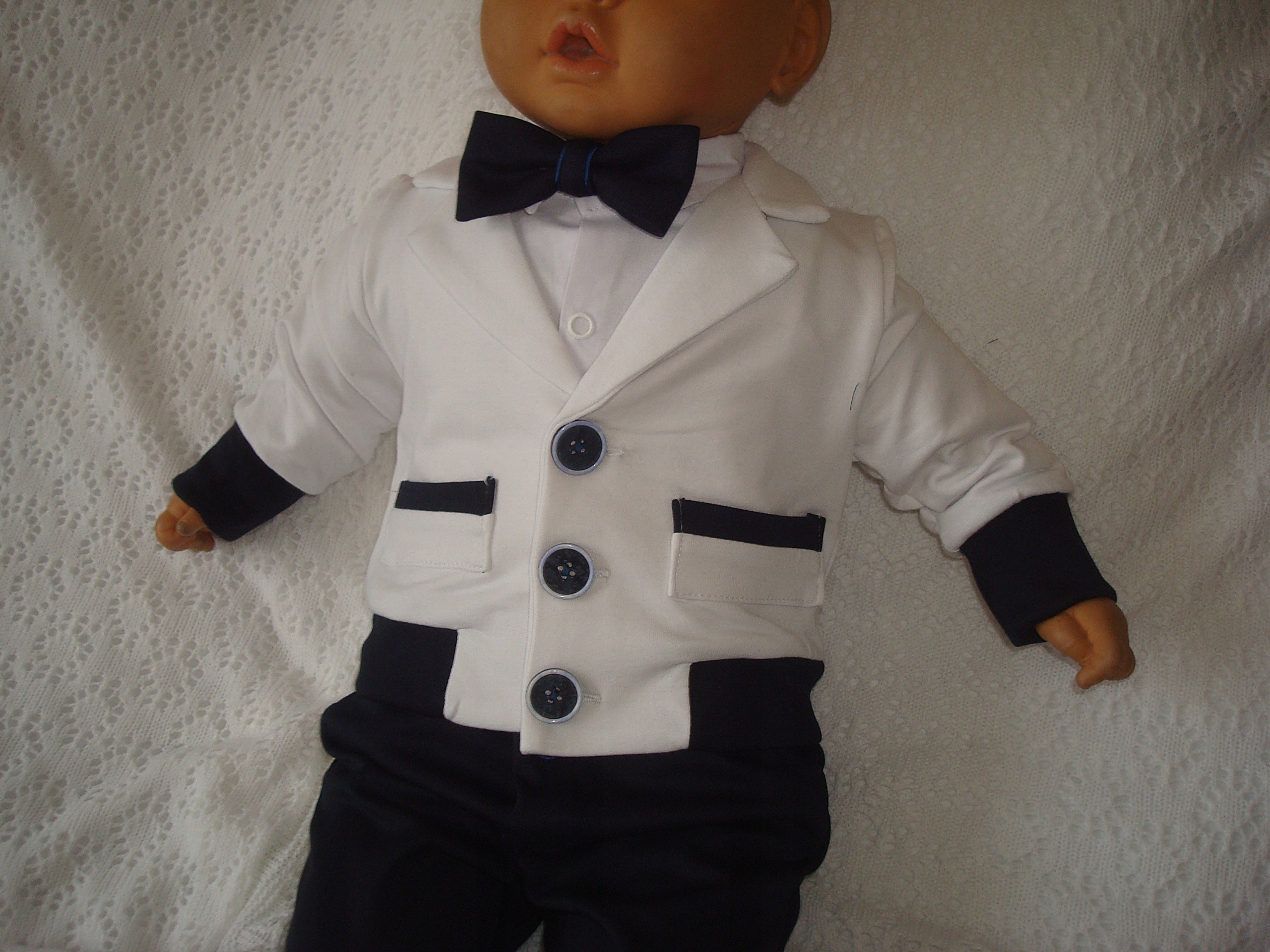 SWETEREK MARYNARKA KOMPLET UBRANKO/CHRZTU/80 Kolor niebieski