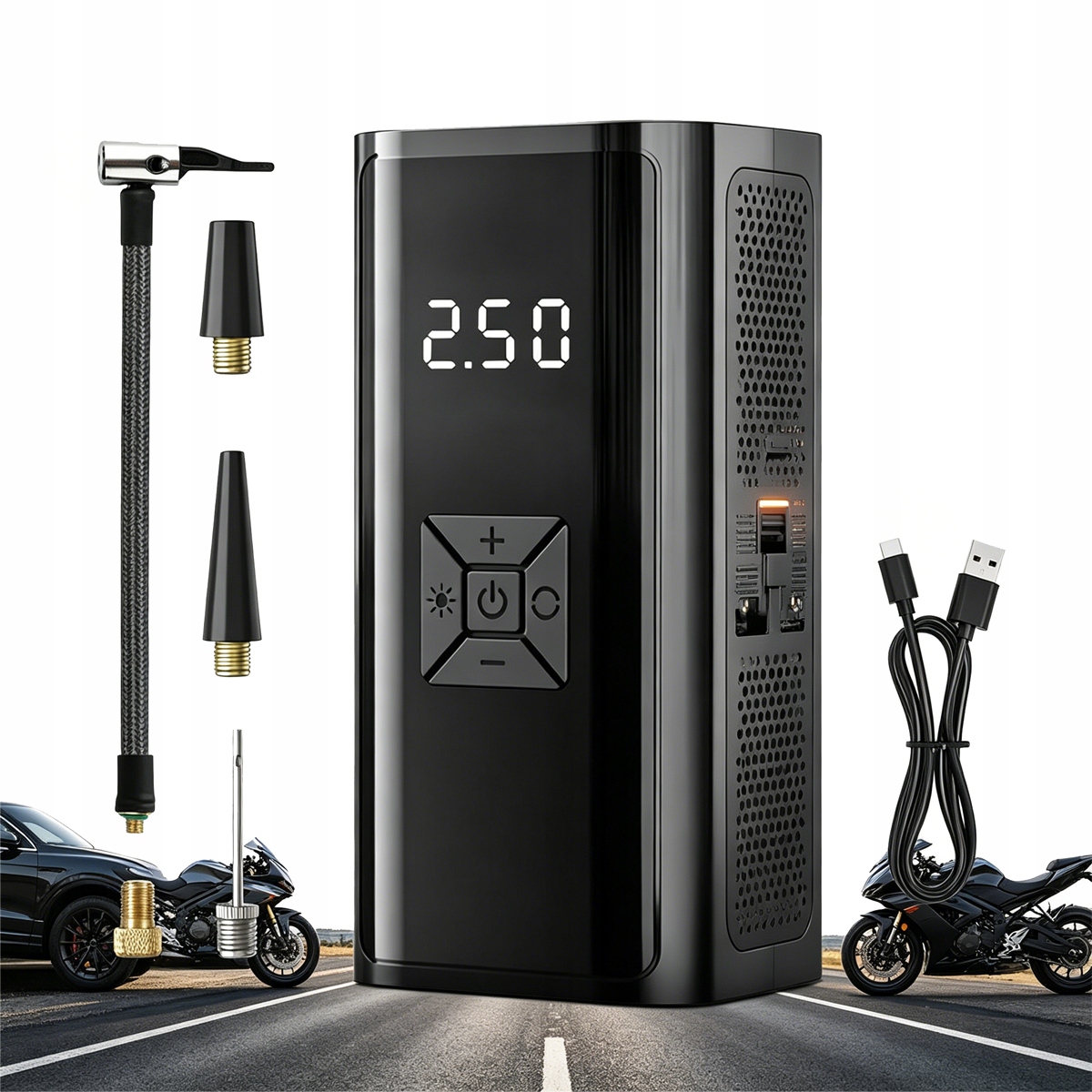Kompresor samochodowy bezprzewodowy Led lampa do samochodu roweru piłek