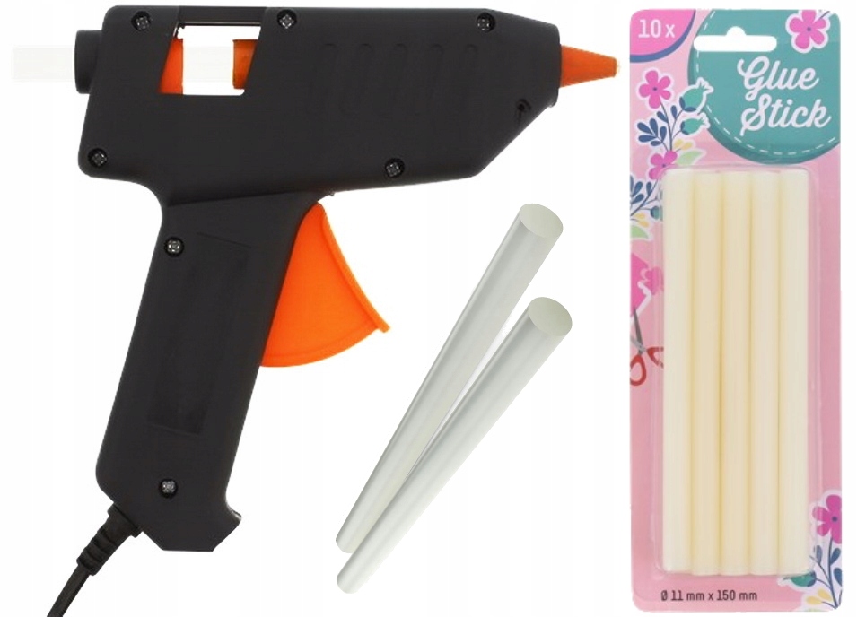 ZESTAW PISTOLET DO KLEJU NA GORĄCO + KLEJ 12 szt Temperatura maksymalna 200°C