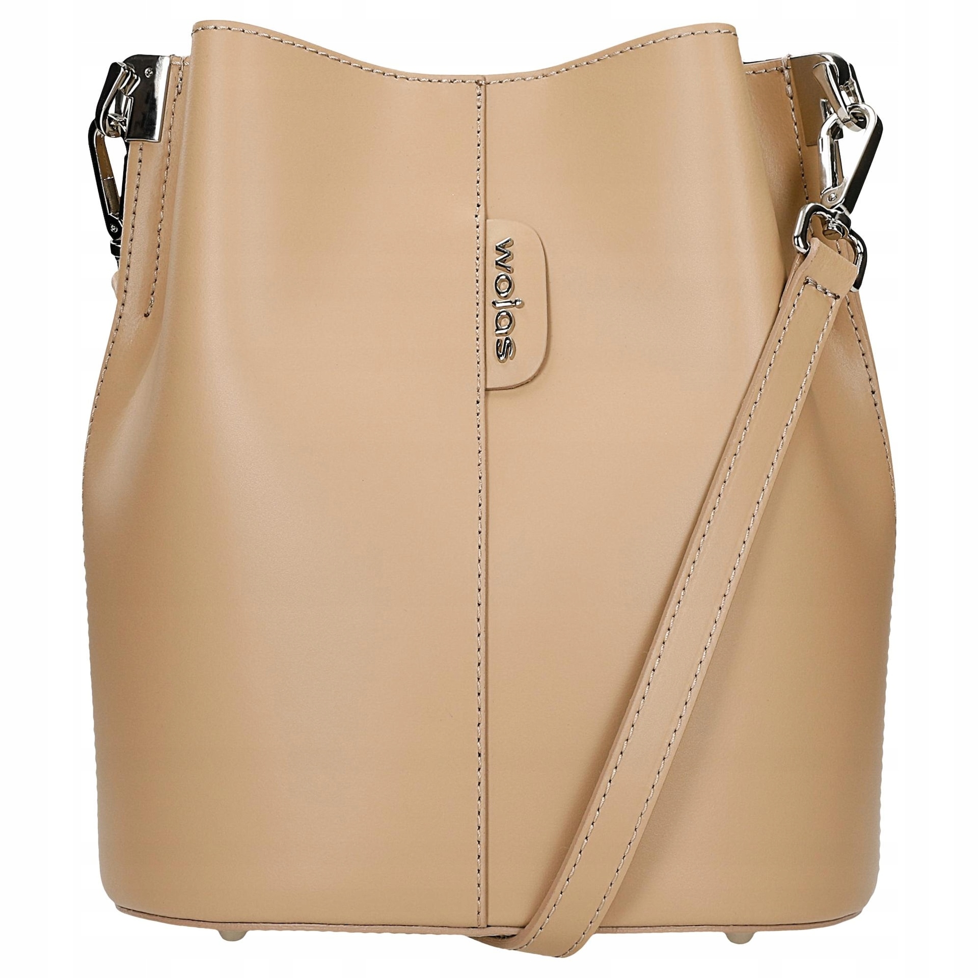 Béžová kožená kabelka dámská typu bucket bag