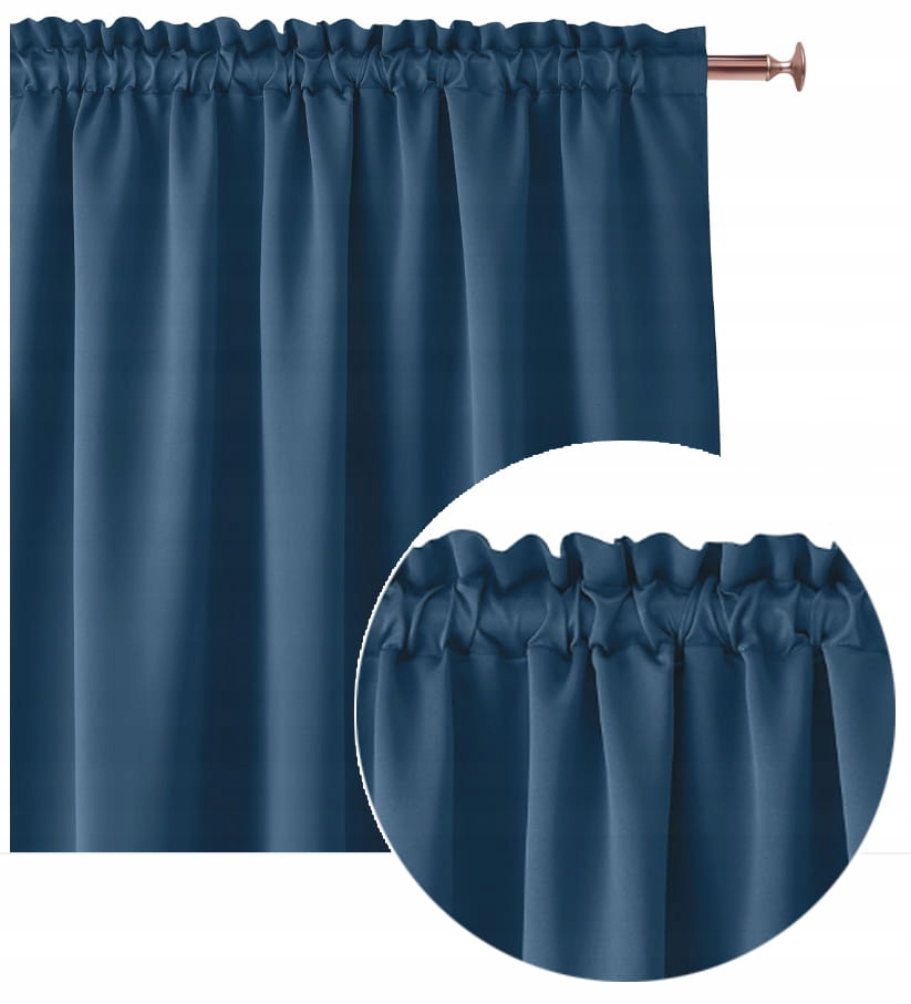 

Zasłona Granatowa 140x260 Taśma Żabki