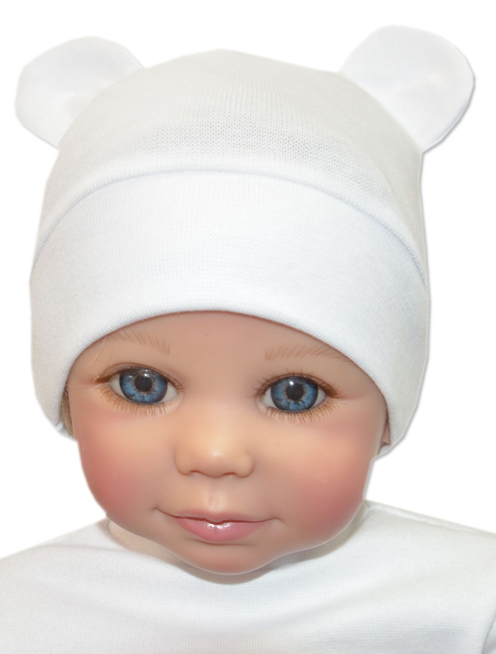 

czapka miś noworodek 35-39cm 0-3m biała
