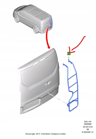 DRABINKA DACHOWA FORD TOURNEO CUSTOM 2012-