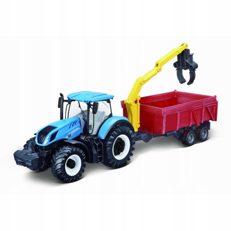 

Metal Traktor New Holland z przyczepą Bburago New!
