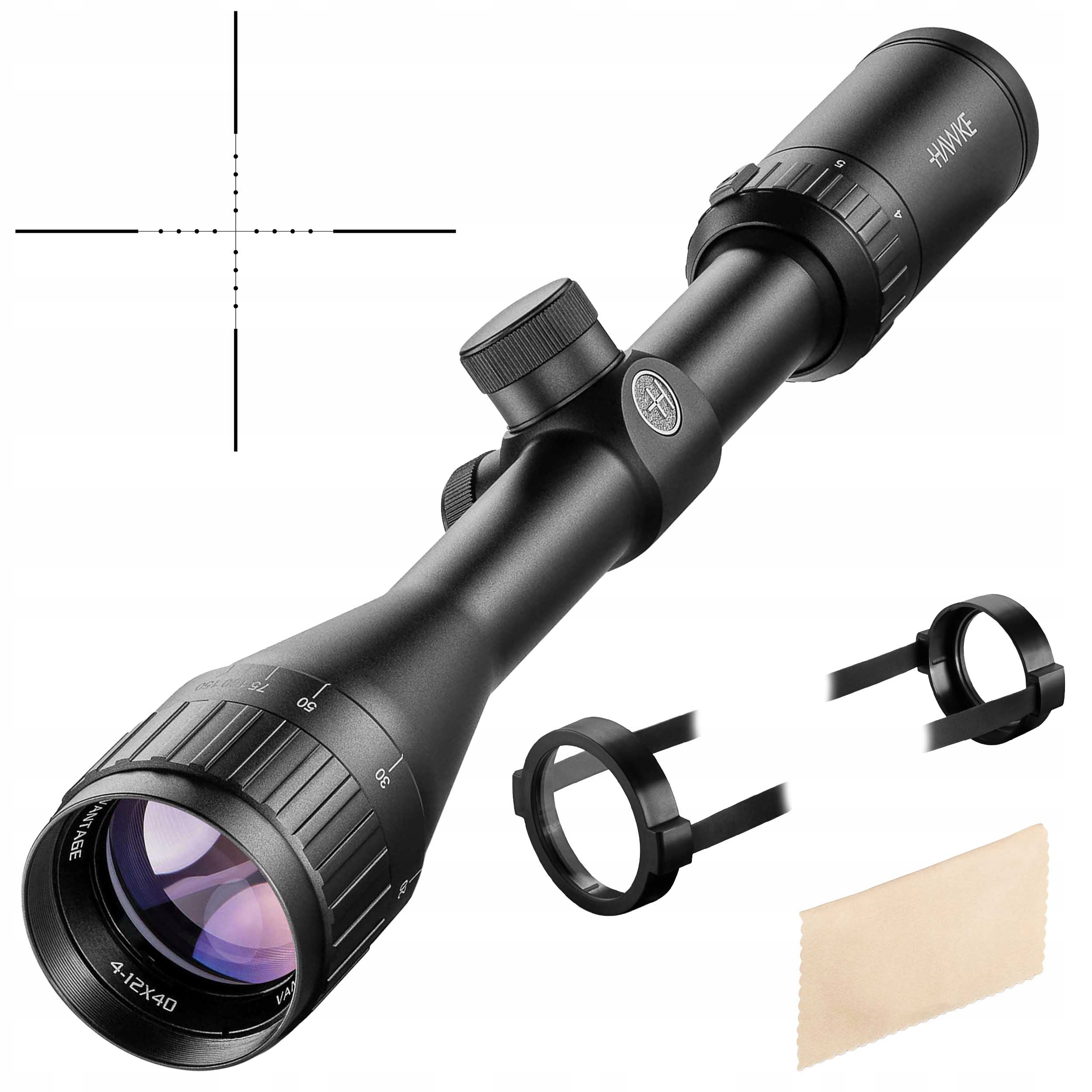 HAWKE VANTAGE LUNETA CELOWNICZA 4-12X40 1" REG. PARALAKSY KRZYŻ MIL DOT