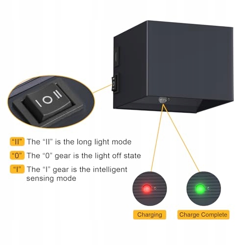 Lampa Ścienna LED Z Czujnikiem Ruchu Magnetyczna USB Antracytowa 5W K-BRIGH — miniatura 3