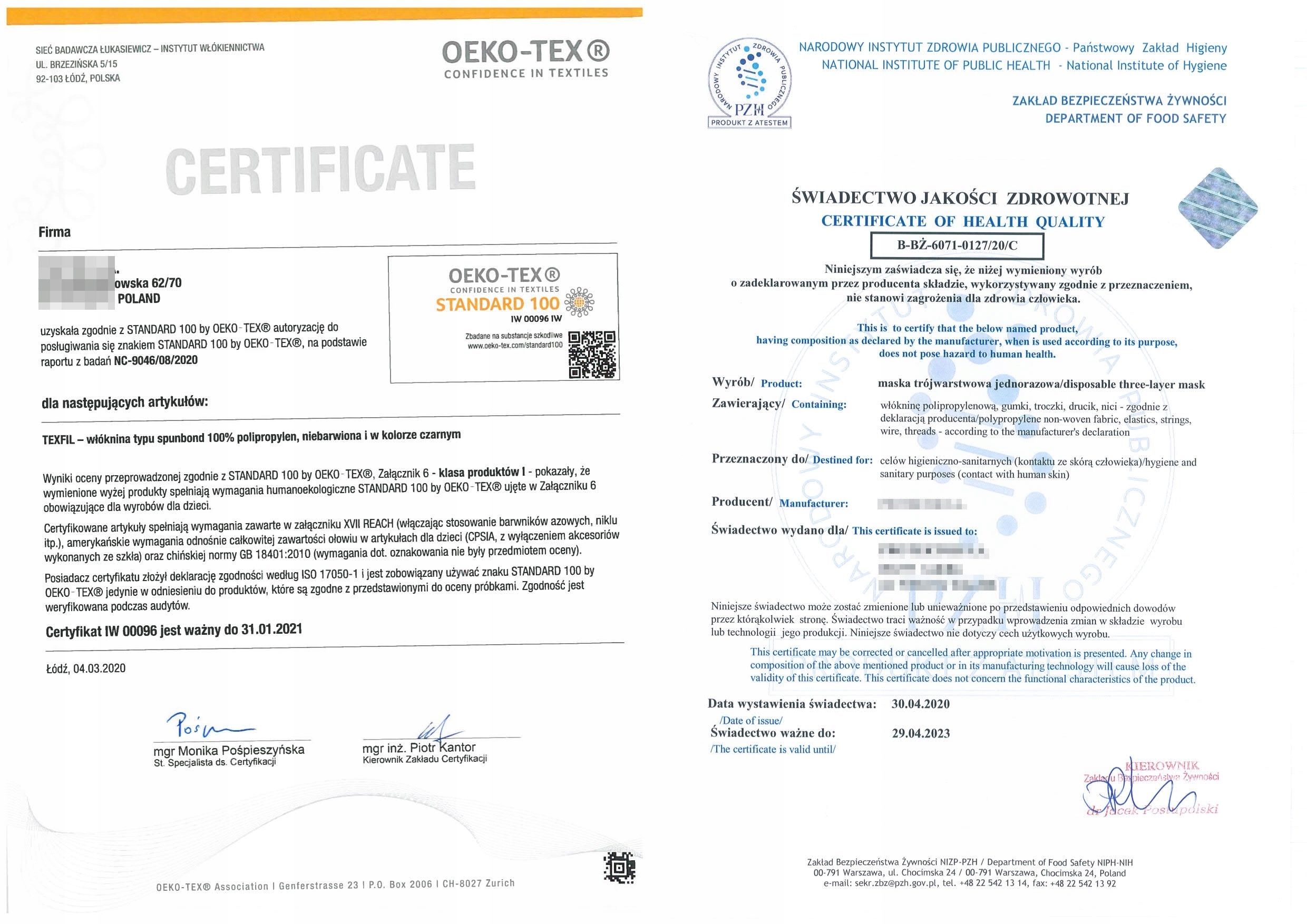 POLSKIE MASECZKI MASECZKA MASKA Z ATESTEM 50 SZTUK Nazwa Maska jednorazowa - 3 warstwy