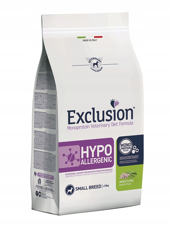 Exclusion dla psa Hypoallergenic małe rasy owady i groszek 2kg
