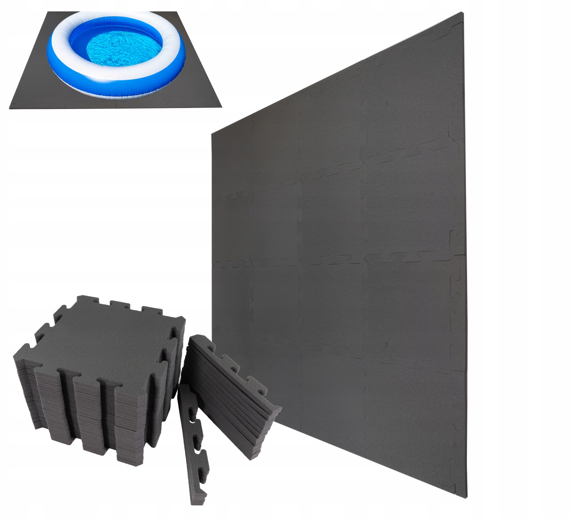Zestaw 16szt Puzzle pod basen ogrodowy jacuzzi gr.2cm mata ochronna podłoże
