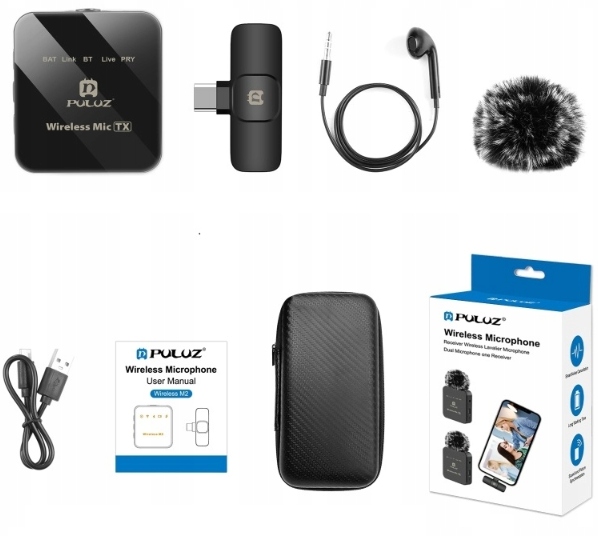 Bezprzewodowy Mikrofon Krawatowy Telefonu PULUZ USB-C ANDROID iOS PU646B Waga produktu z opakowaniem jednostkowym 1 kg