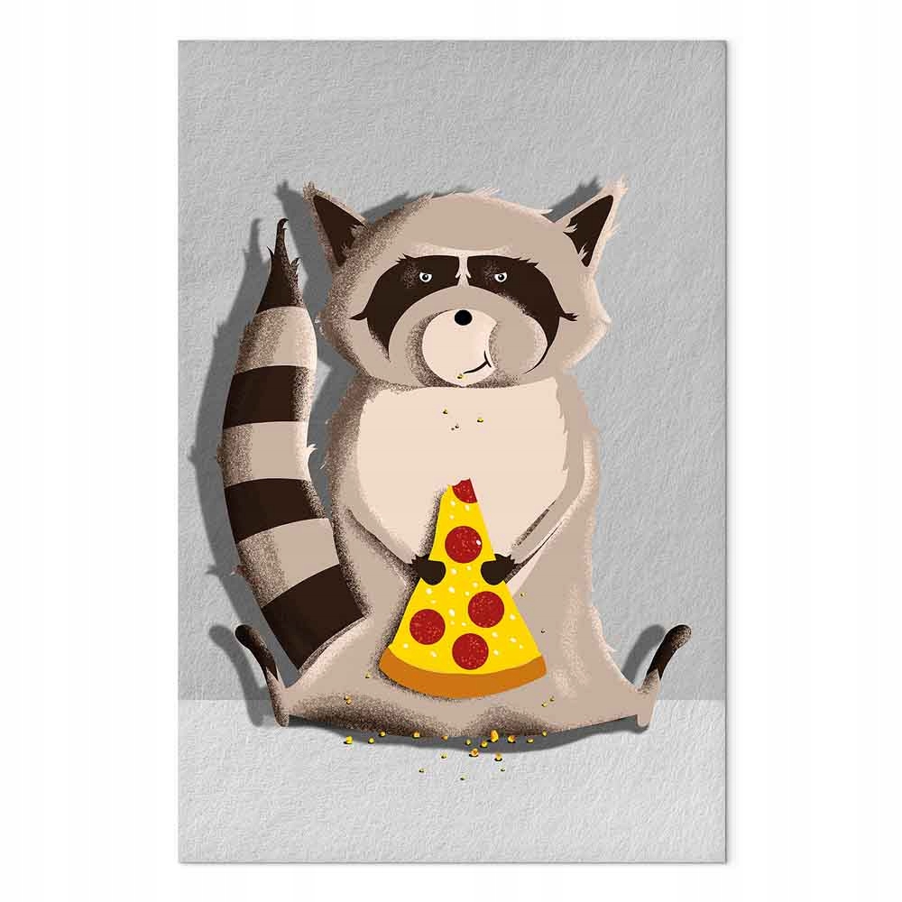 Obraz na plátně Obraz na plátně Grafika Komiks Zvíře Mýval Pizza Lasuch 60x90 cm