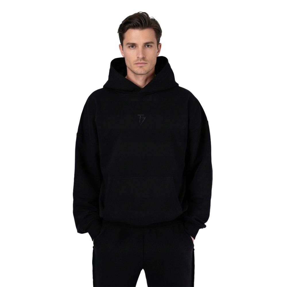 Pánská mikina T7 Haft Hoodie bavlna Černá Mikina-m-haft-černá L