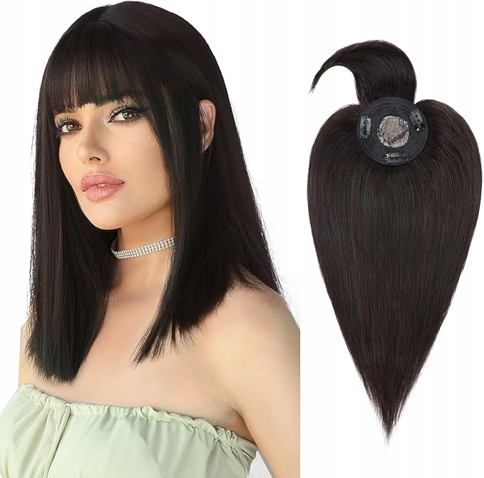 Dámské Vlasy S Rovnou Ofinou Přírodní Tmavé Vlasy 35 CM Paruka