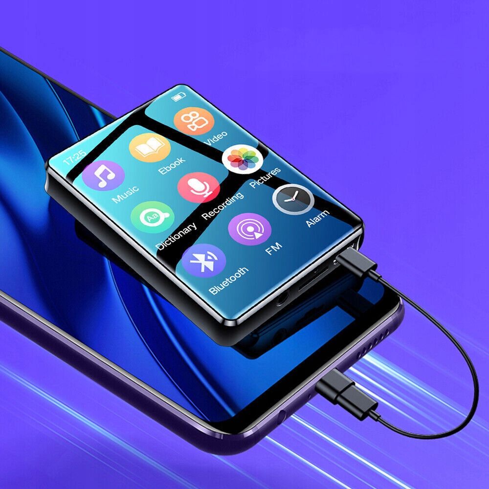 ODTWARZACZ MP3 MP4 BLUETOOTH Z SŁUCHAWKAMI ODTWARZACZ MUZYKI HIFI, RADIO FM Kolor czarny