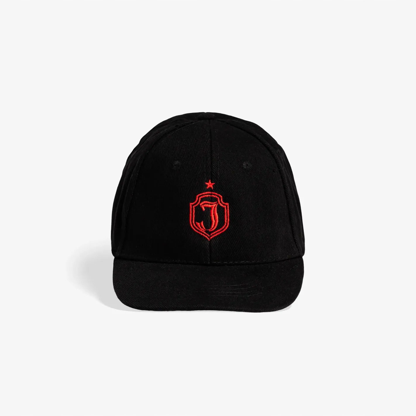 Czapka z daszkiem dziecięca Jagiellonia Białystok czarna z czerwonym herbem