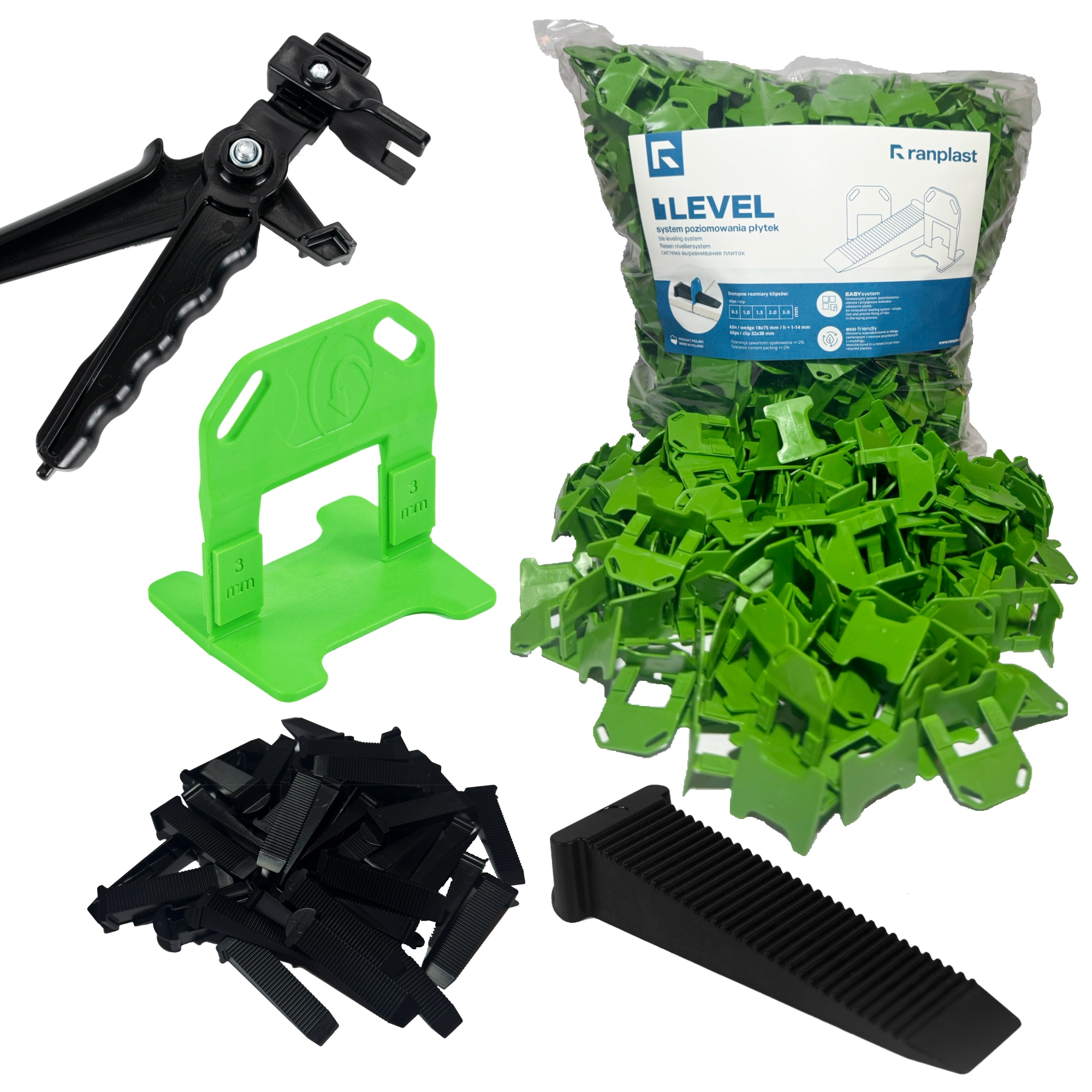 Sada pro vyrovnávání pokládky Dlaždic 500 Klipsů 3 mm 100 Klinů Kleště