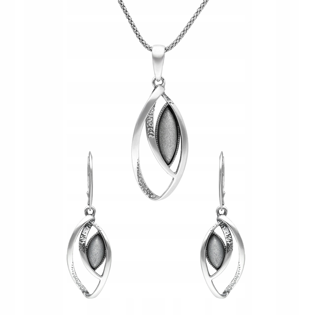 Stříbrný komplet se stříbrným reliéfem elegantní dámské šperky