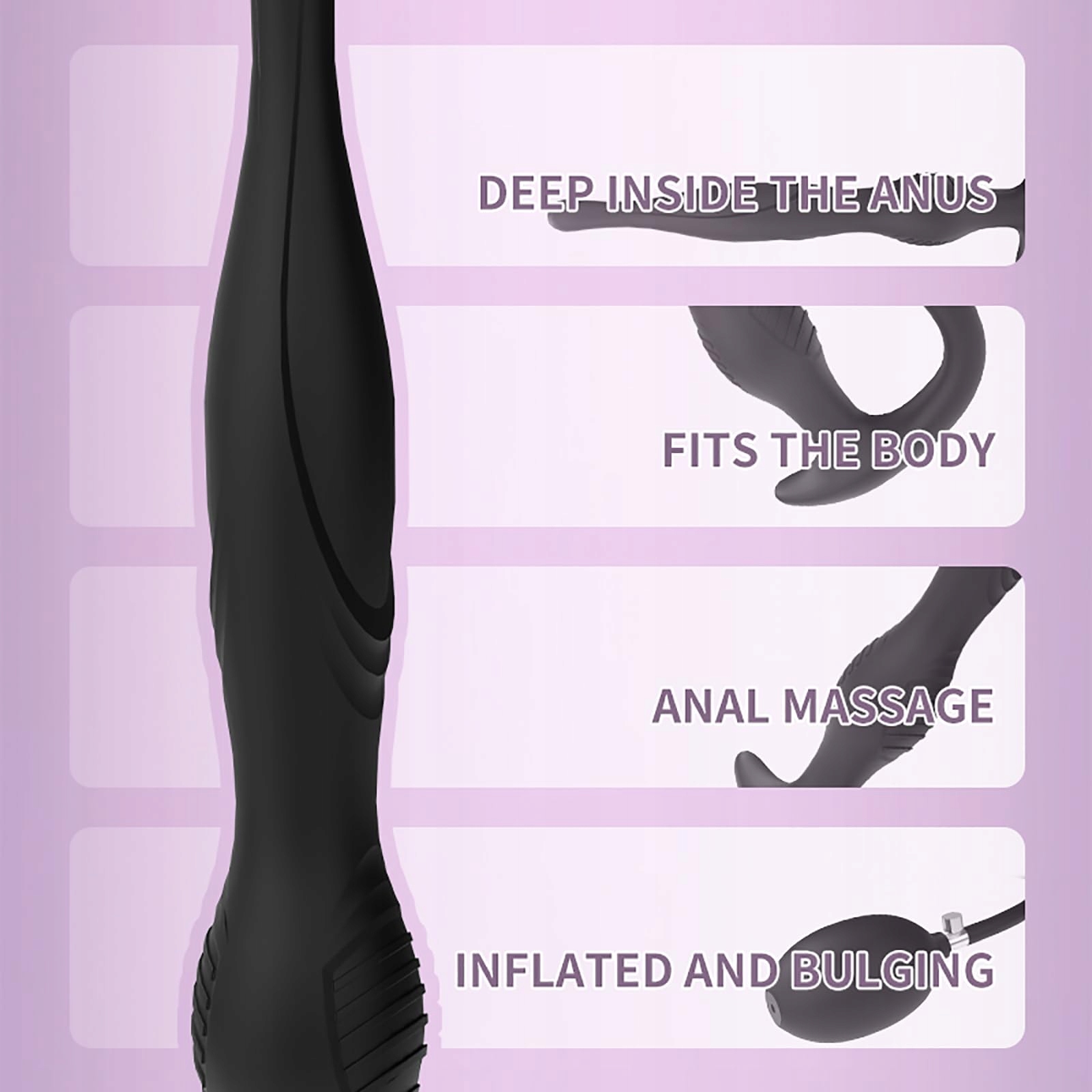 LYAMAIS Dmuchany Korek Analny 24cm Regulowany Masażer Prostaty Dla Par — miniatura 4