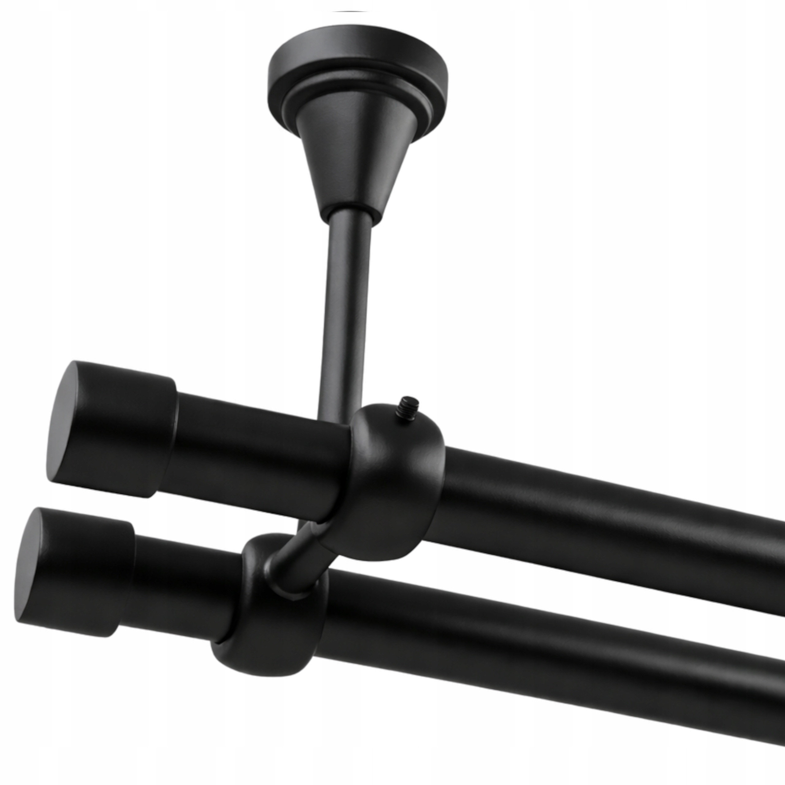 Garnýž Dvojitý Kovový Černý Mat Luna Bez Koleček 19 MM 180 CM