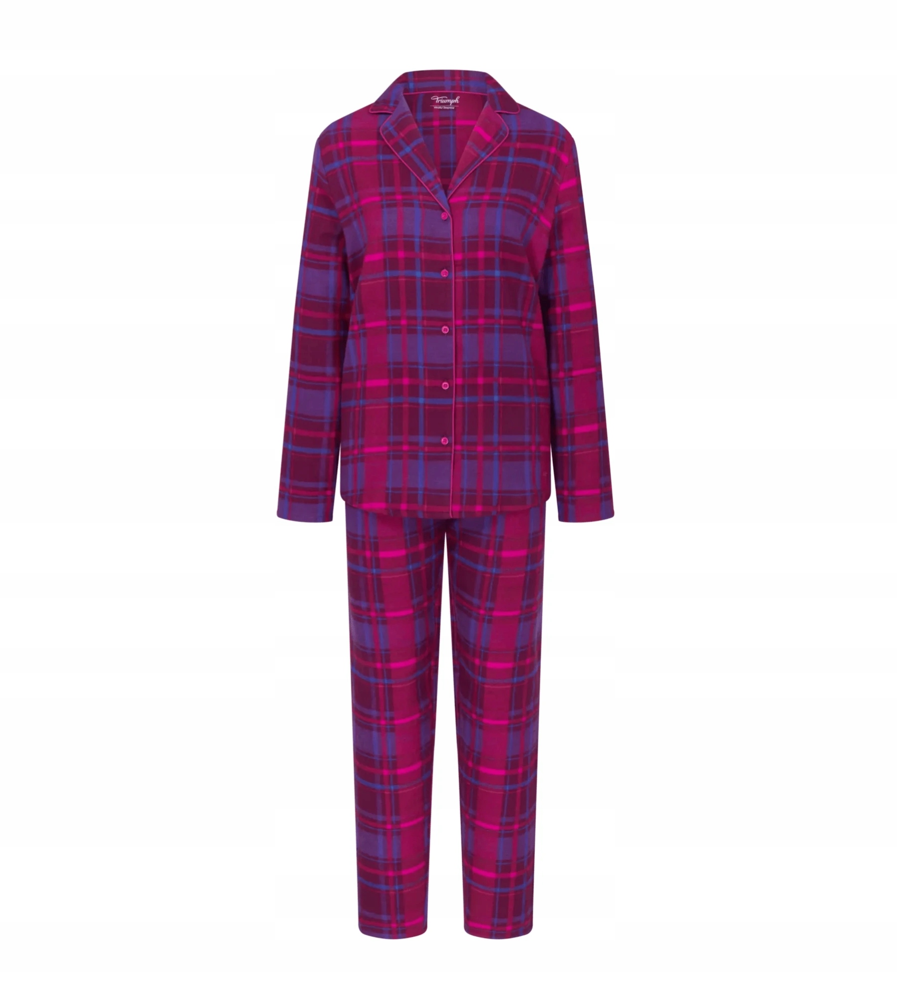Dámské pyžamo s dlouhým rukávem Boyfriend Pw 01 X Checks Růžová 0035 Triumph 42