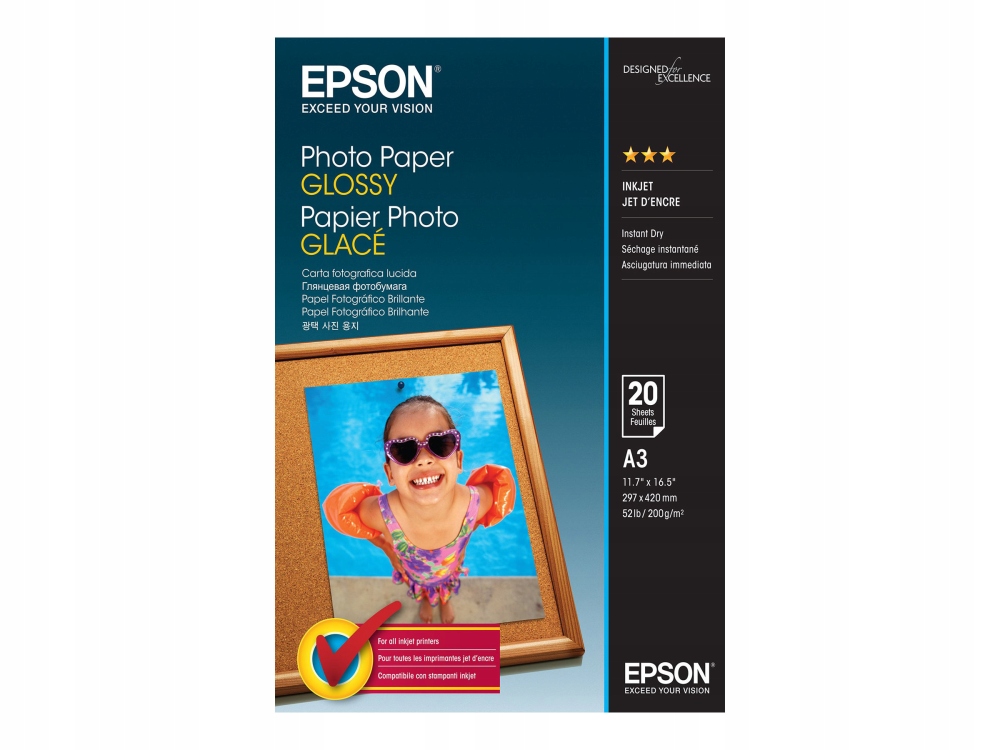C13S042536 Epson Fotografický papír lesklý A3 20 listů Epson C13S042536