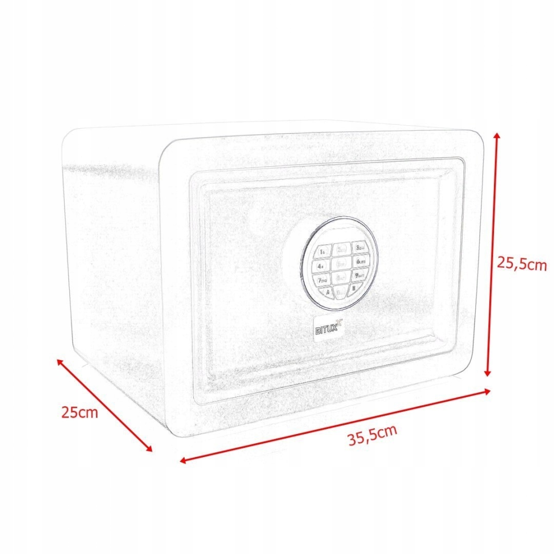 SEJF KASETKA na SZYFR KOD ZAMEK ELEKTRONICZNY PLUS Długość zewnętrzna 25 cm