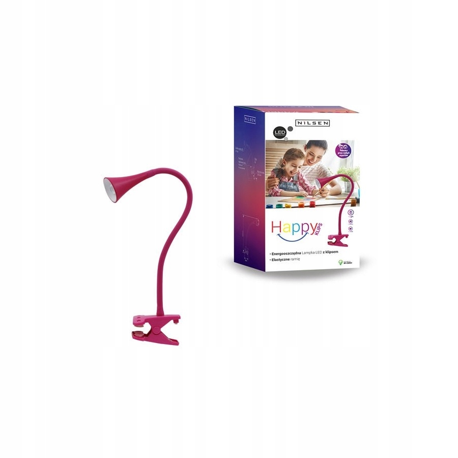 NILSEN LAMPKA BIURKOWA Z KLIPSEM LED 2,5W RÓŻOWA