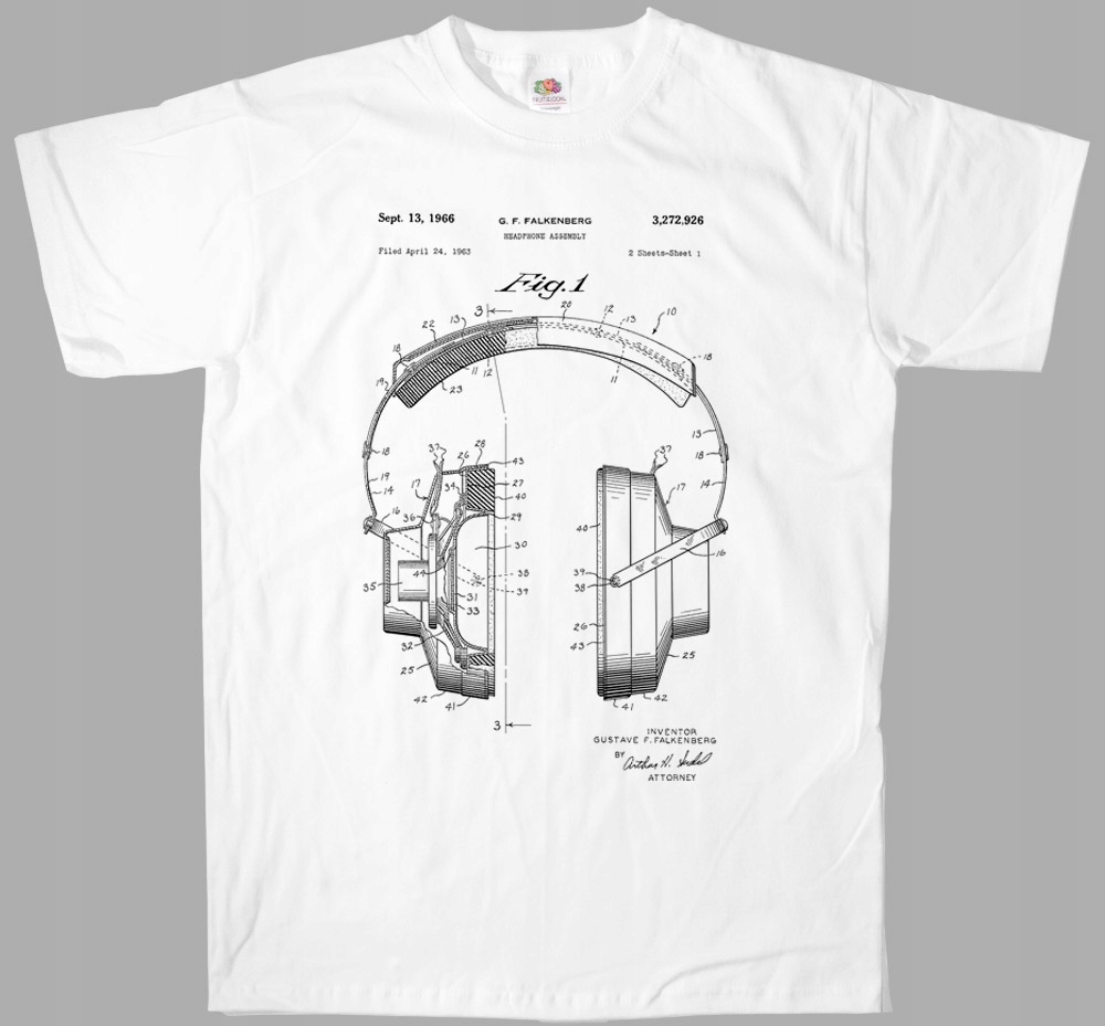 

Koszulka T-shirt słuchawki headphones Patent S-2XL