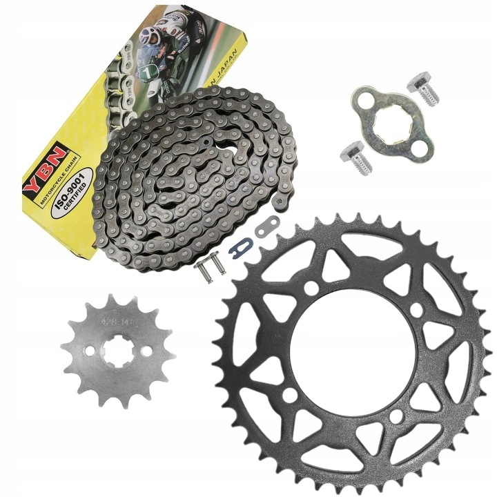 Napęd Łańcuch Ybn 428H Zębatka Przód Tył Cross Pitbike Kxd Rxf 110 125 140
