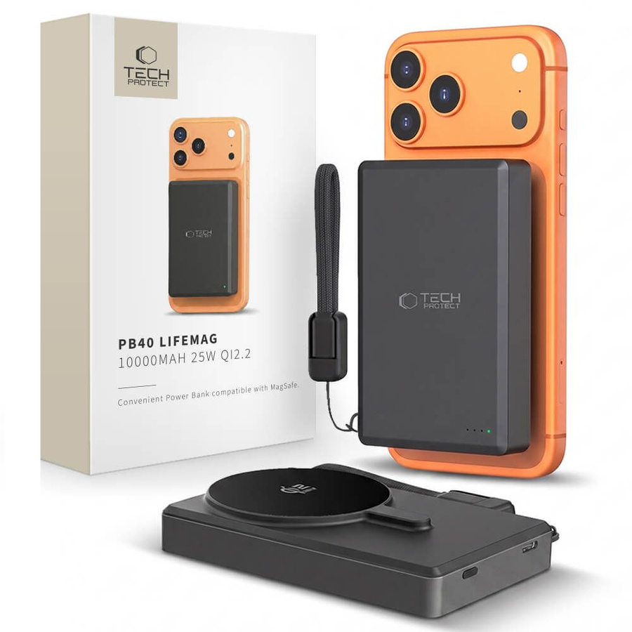 Tech-protect PB40 Lifemag Magsafe Power Bank 10000MAH 25W QI2.2 Černá