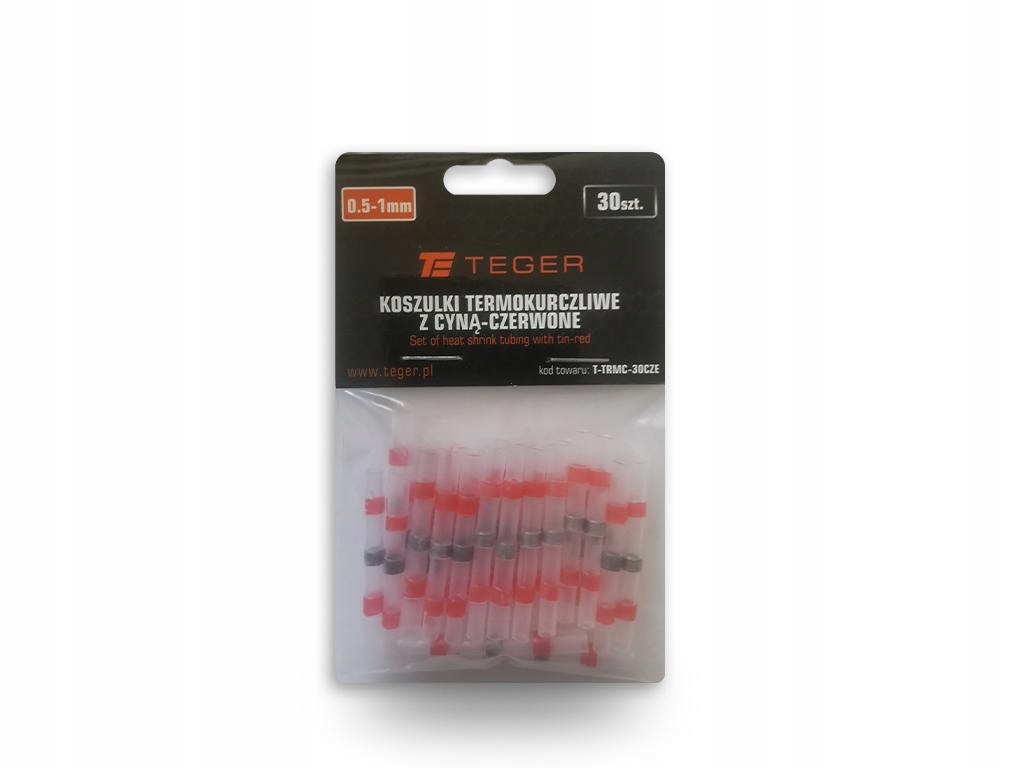 Zestaw koszulek termokurczliwych z cyną 0,5-1mm kolor czerwony Teger